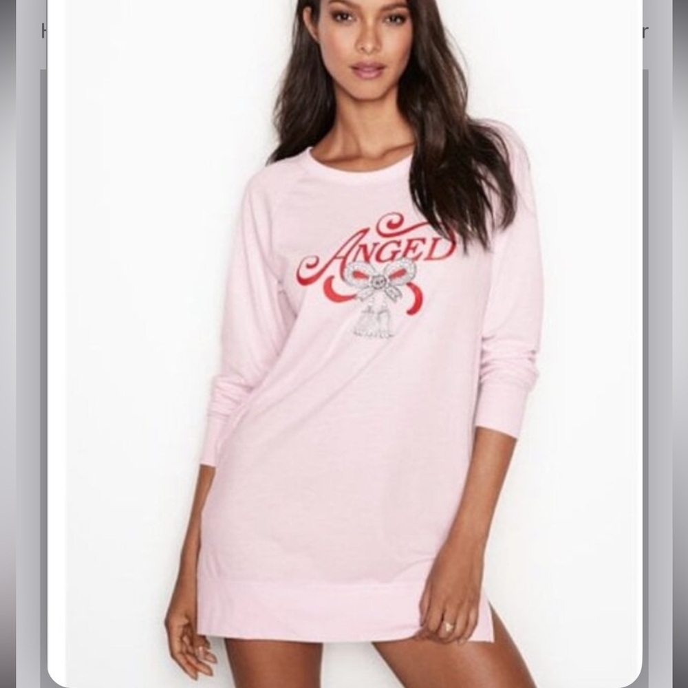 Victoria's Secret Angel Light Pink Pajama Shirt Dress Nightie